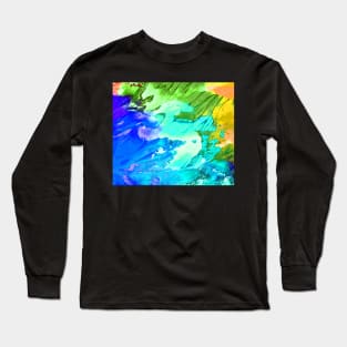 Colorful Spilled Paint Texture Long Sleeve T-Shirt